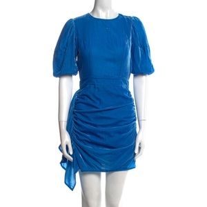 RHODE Blue Velvet Crew Neck Dress